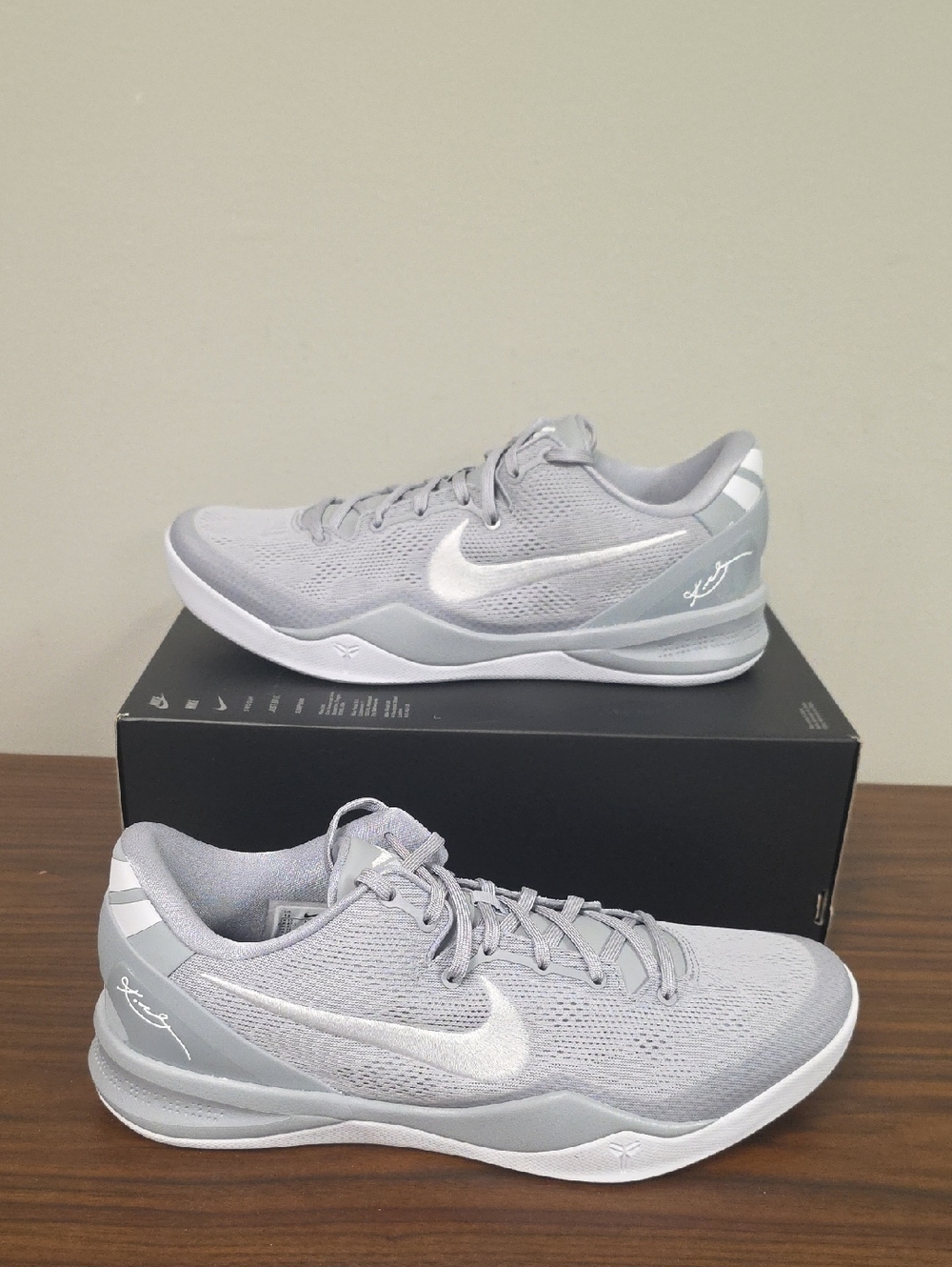 Nike Kobe 8 Protro Wolf Grey Basketball Shoes Men's Size 13 HF9550-002